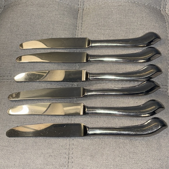 Dinner Knives Pistol Grip Handle Flatware Set Of 6 - Picture 4 of 6